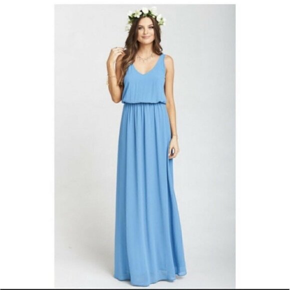 SHOW Me Your MuMu Kendall Maxi Dress SMALL Blue bride sleeveless - Picture 2 of 7